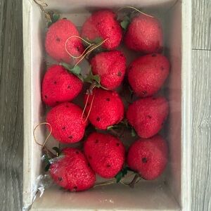 Red Strawberry Ornaments, 12 pieces, Made in Taiwan, Brand New